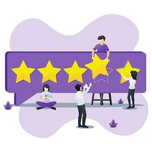 pngtree customer reviews concept with people giving five stars rating positive feedback png image 2158028