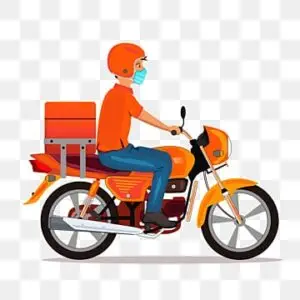 pngtree delivery boy with mask riding bike vector png image 2187935